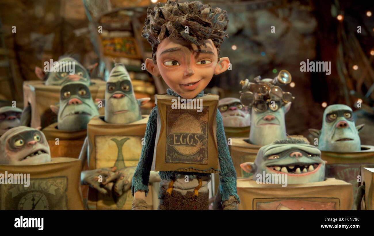 RELEASE DATE: September 26, 2014 TITLE: The Boxtrolls STUDIO: Focus Features DIRECTOR: Graham Annable, Anthony Stacchi PLOT: A young orphaned boy raised by underground cave-dwelling trash collectors tries to save his friends from an evil exterminator. Based on the children's novel 'Here Be Monsters' by Alan Snow PICTURED: Eggs (Voiced by Isaac Hempstead Wright) (Credit: c Focus Features/Entertainment Pictures) Stock Photo