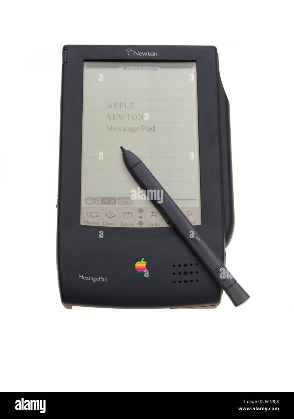 Apple Newton MessagePad H1000 1993 Apple Computer, Inc. Cupertino, California. Made in Japan One of the first PDAs Stock Photo