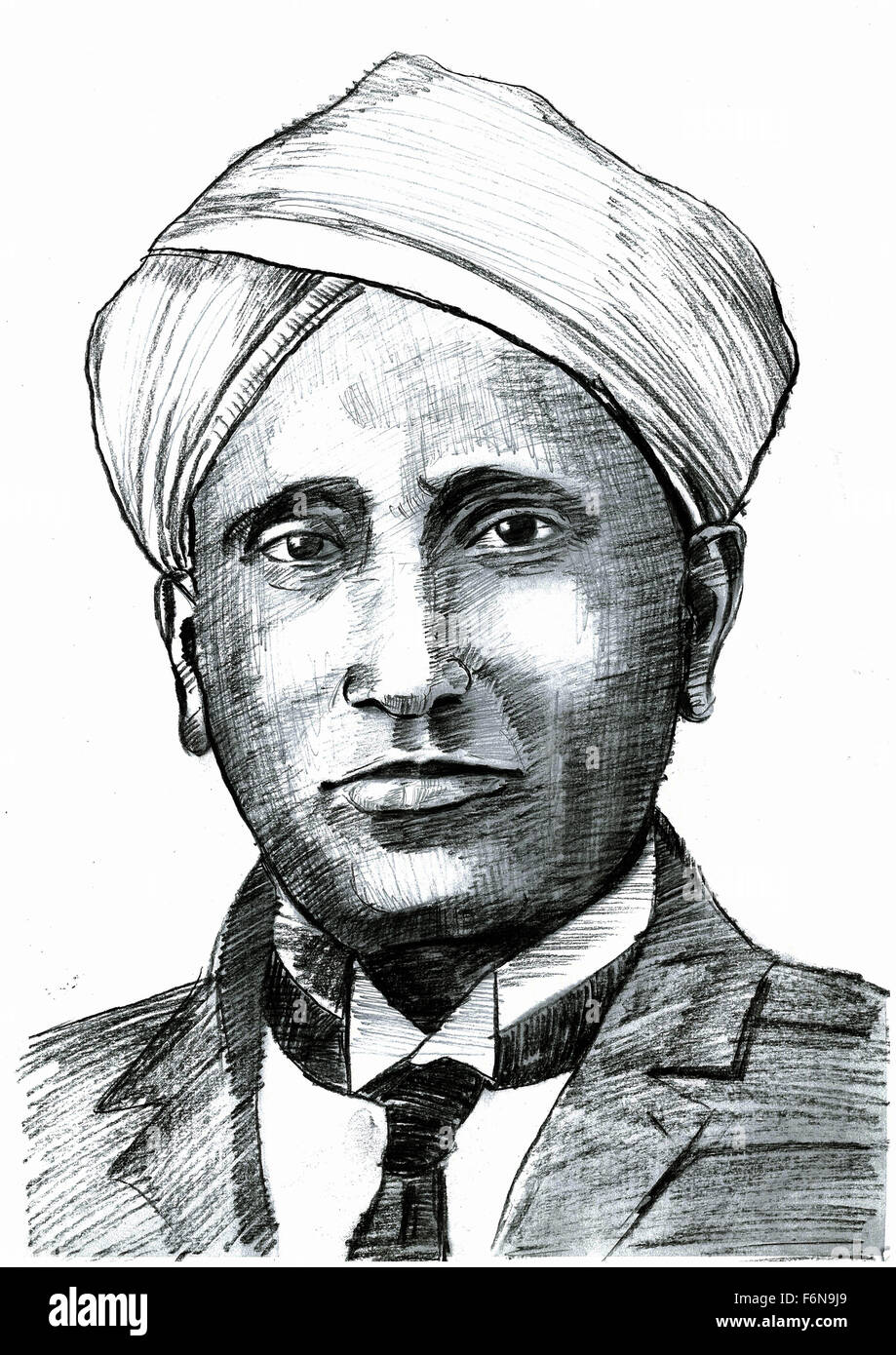 Sir Chandrasekhara Venkata Raman sketch india asia Stock Photo