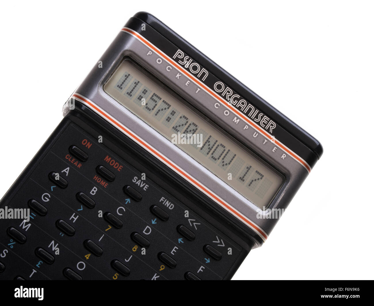Psion Organiser pocket computer by Psion made in  1984. World's first personal digital assiatant  P.D.A.  Made in the UK Stock Photo