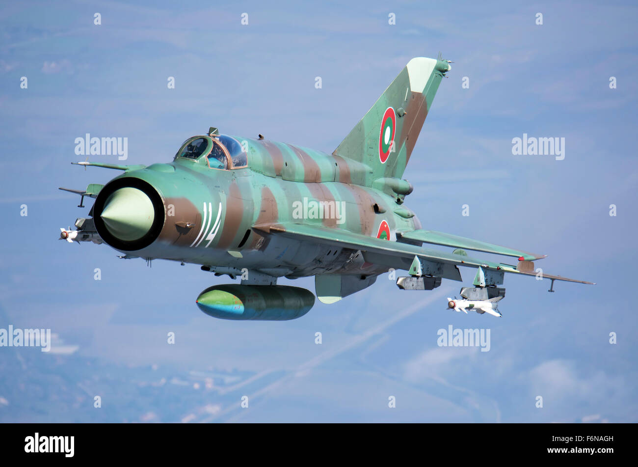 A Bulgarian Air Force MiG21bis armed with the Molniya/Vympel R60 (AA