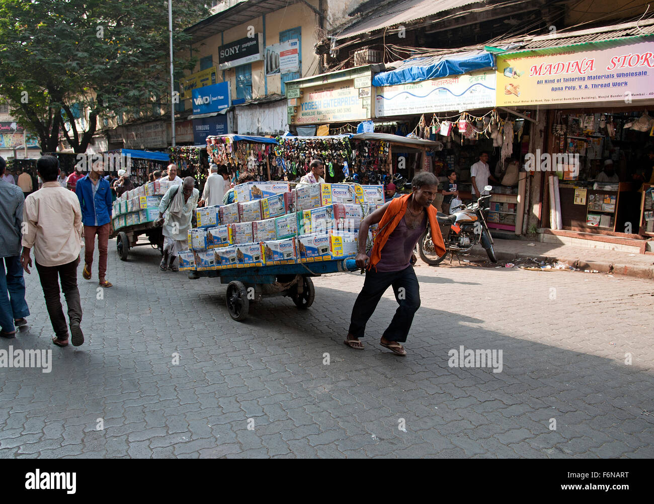 The image of Hand cart Puler in Mumbai, India Stock Photo