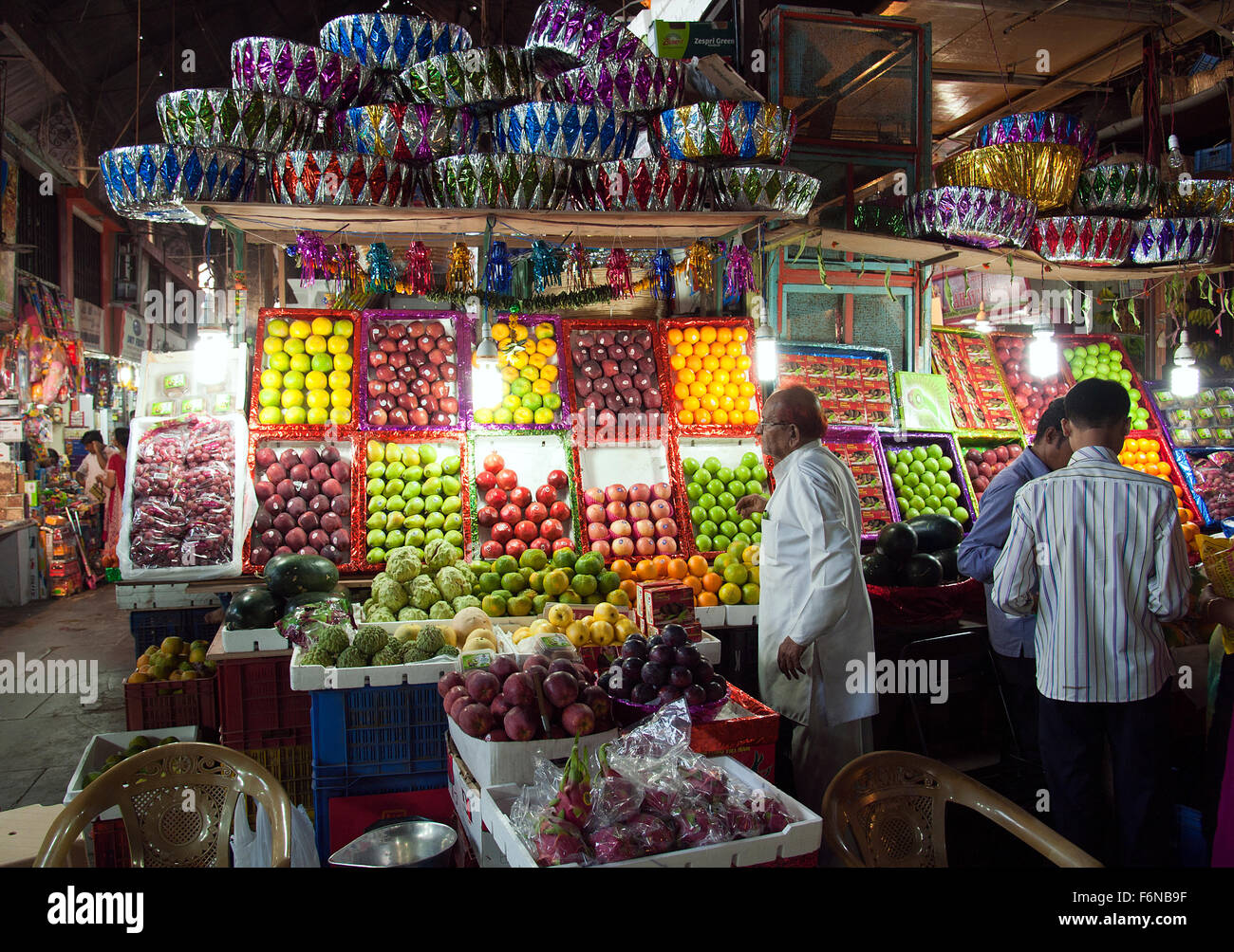 The image of Fruit shop was taken in Crawford Market, Mumbai, India Stock Photo
