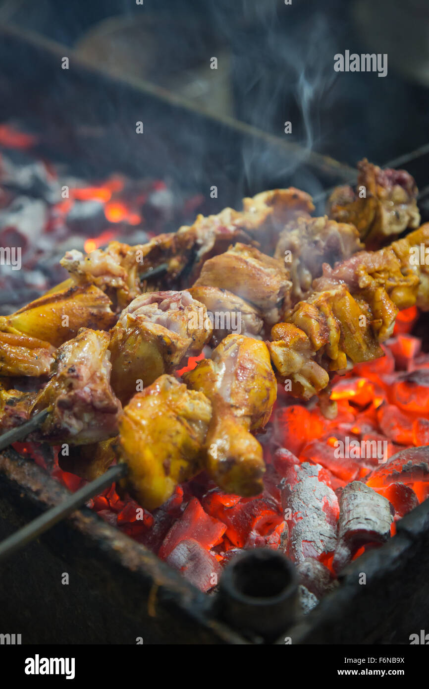Grilled chicken Legs on the charcoal grill Stock Photo Alamy