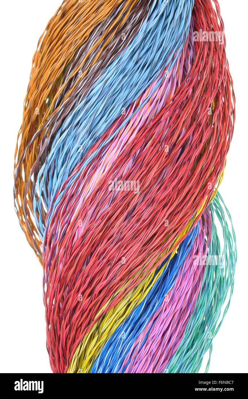 Computer network color wires isolated on white background Stock Photo ...
