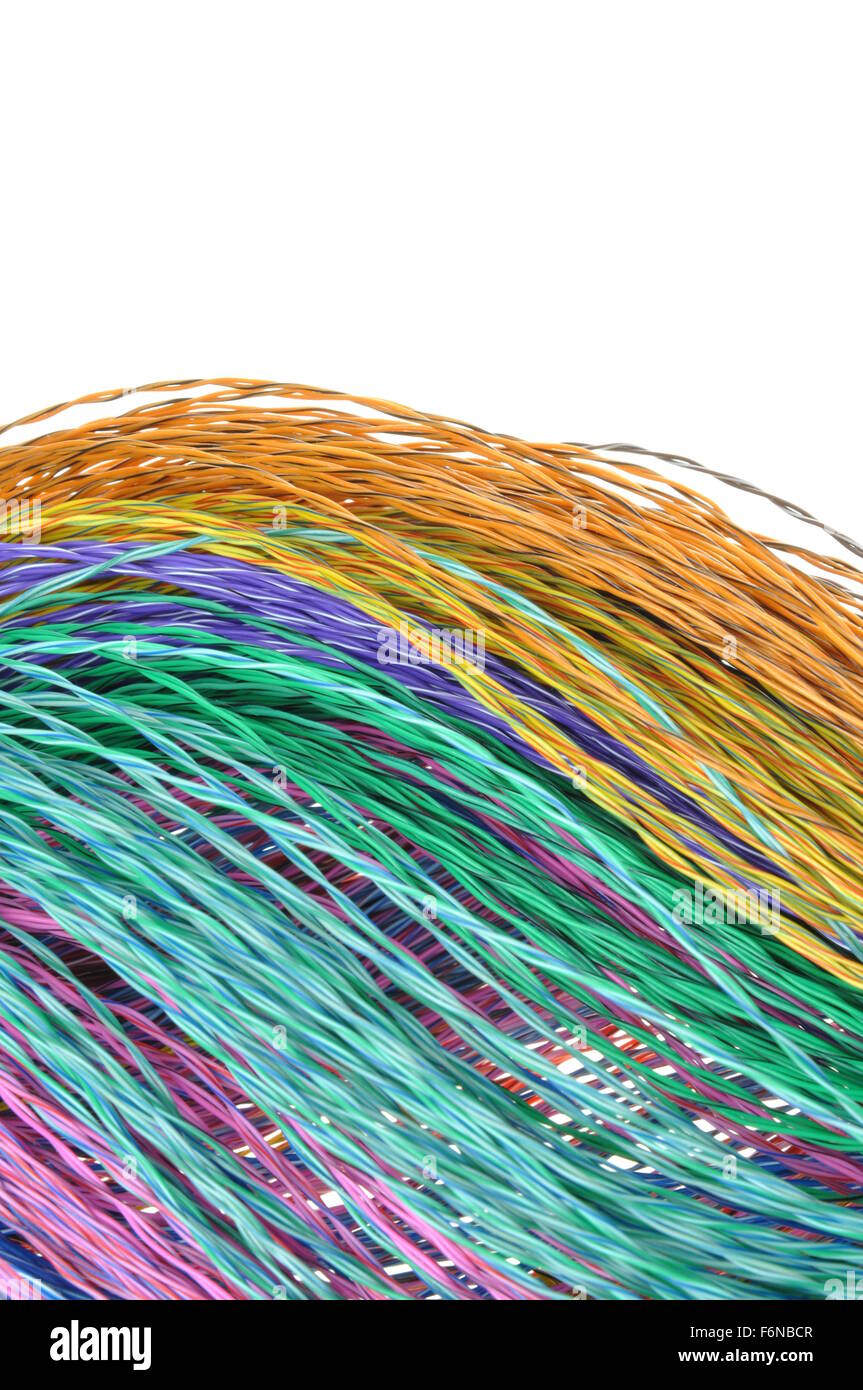 Computer network color wires isolated on white background Stock Photo ...