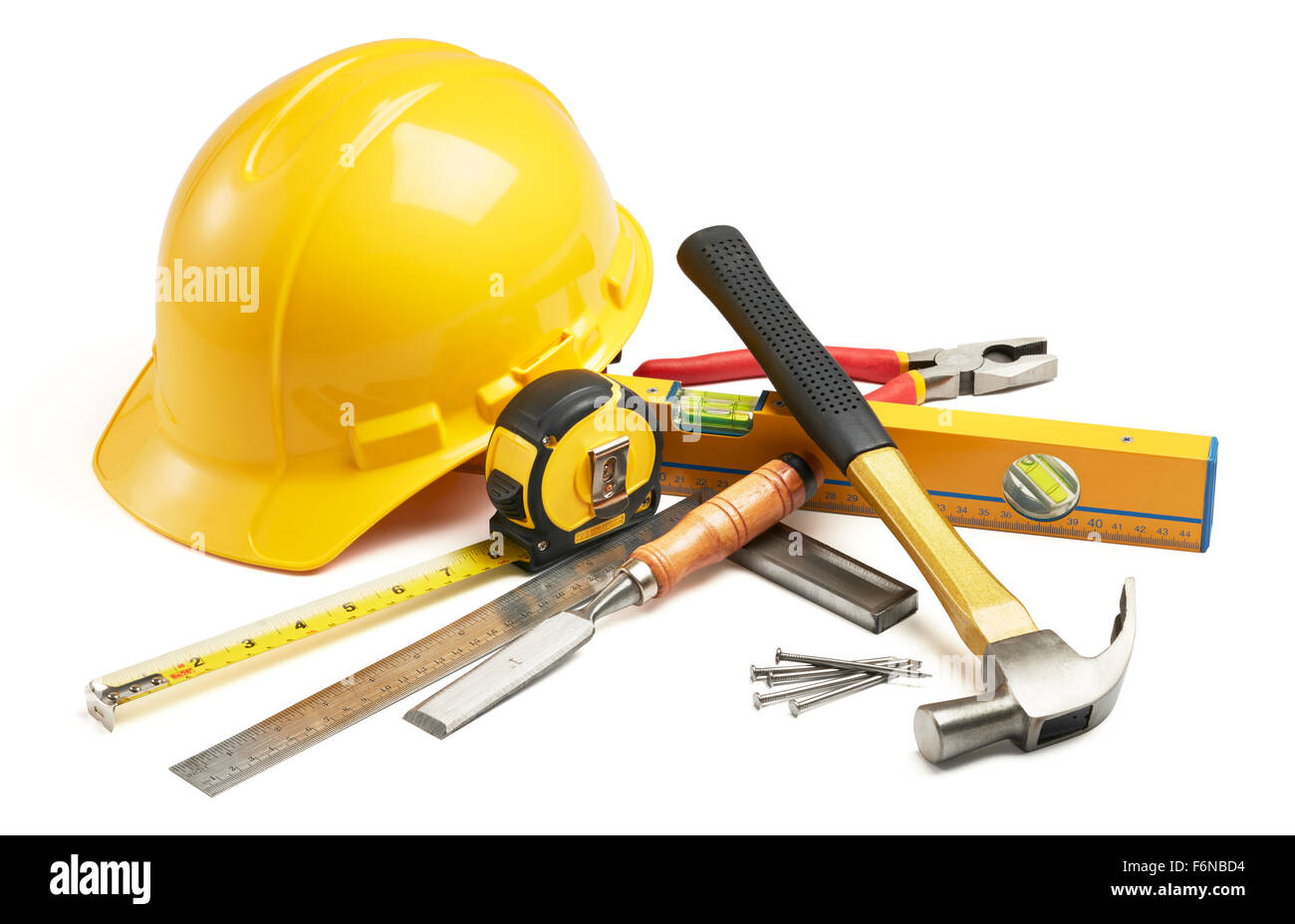 various type of carpentry tools in group Stock Photo