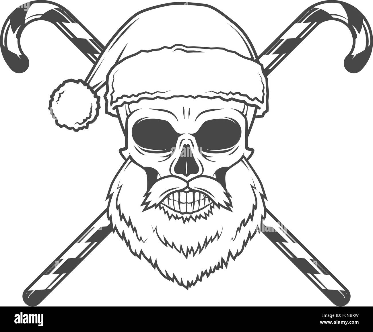 Bad Santa Claus biker with candies poster. Heavy metal Christmas portrait. Rock and roll new year t-shirt illustration Stock Vector