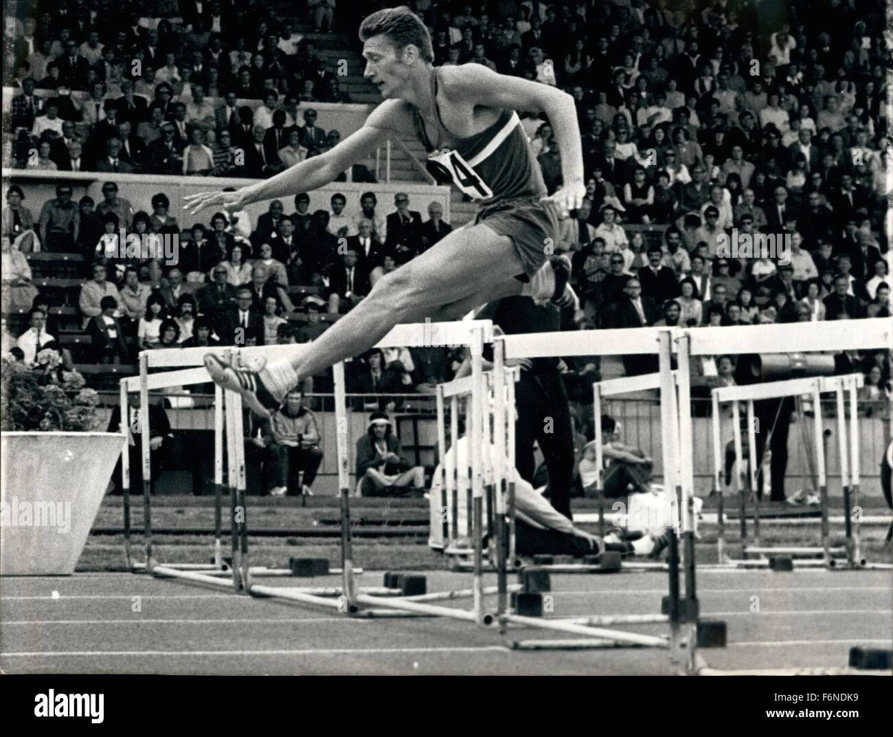 July 24, 1971 - Victory for Sherwood London: John Sherwood of Birchfield Harriers flies over the hurdles on his way to victory in the 400 metres hurdles event at the A.A.A. Championships this afternoon. SherwoodÃ¢â‚¬â„¢s time in the event was 51, 6. seconds. The championships were staged at the Crystal Palace National Sports Centre in South London. 24th July 1971 © Keystone Pictures USA/ZUMAPRESS.com/Alamy Live News Stock Photo