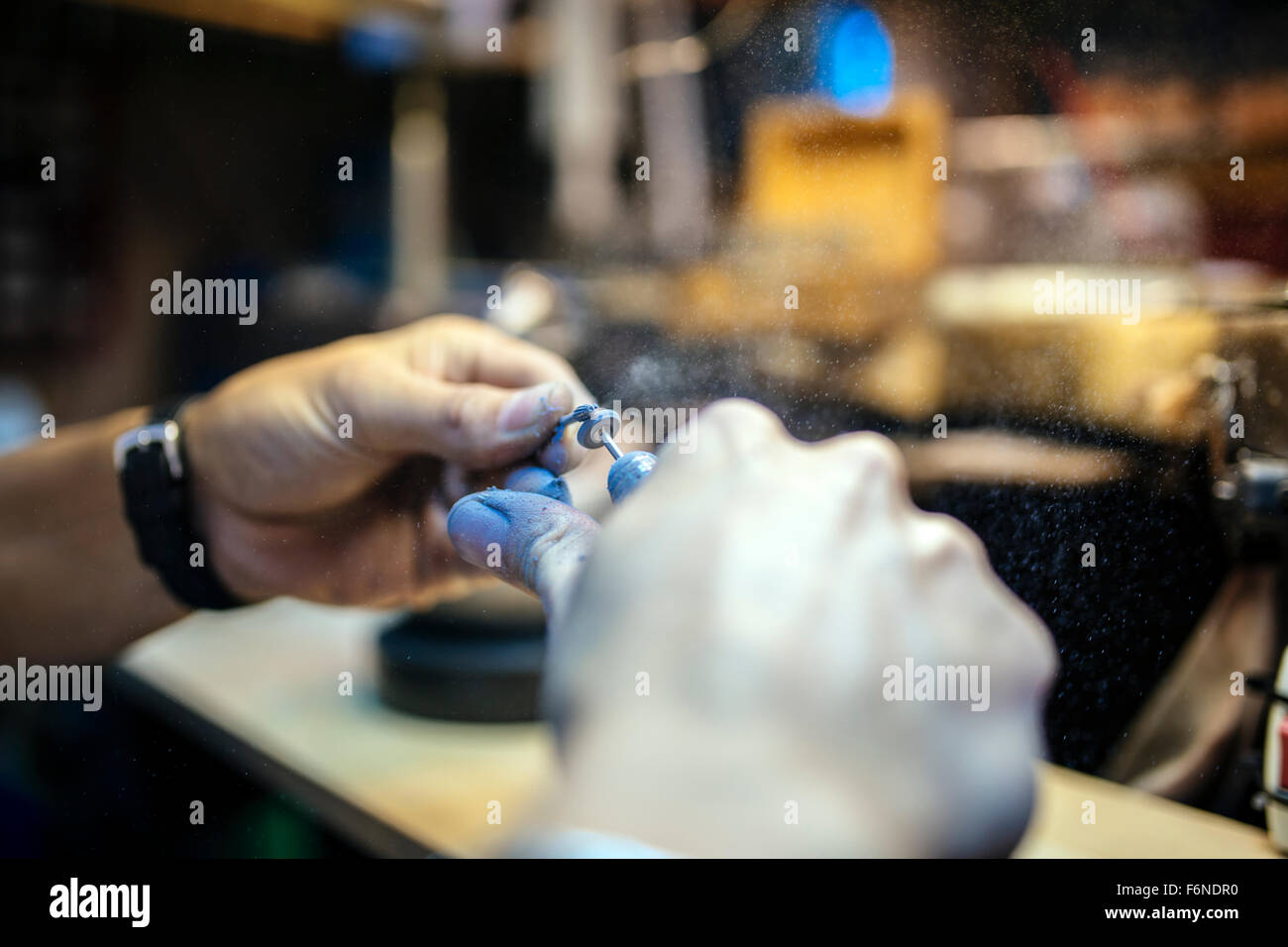 Inhaling dust particles flying around during work may be dangerous Stock Photo Alamy