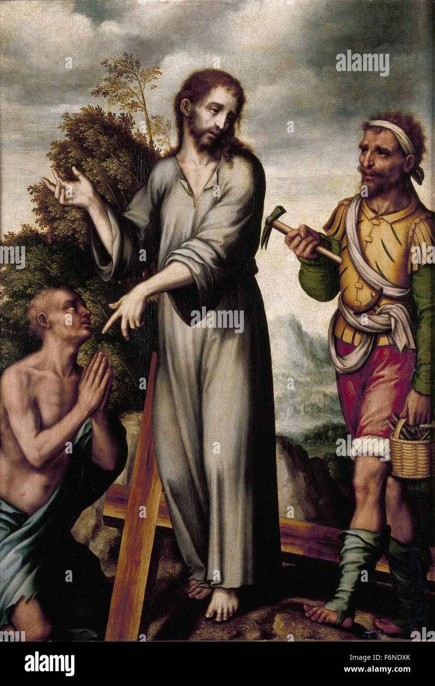 Luis de Morales - Christ CCristo justificando su Pasión hrist Carrying the Cross Carrying the Cross Stock Photo