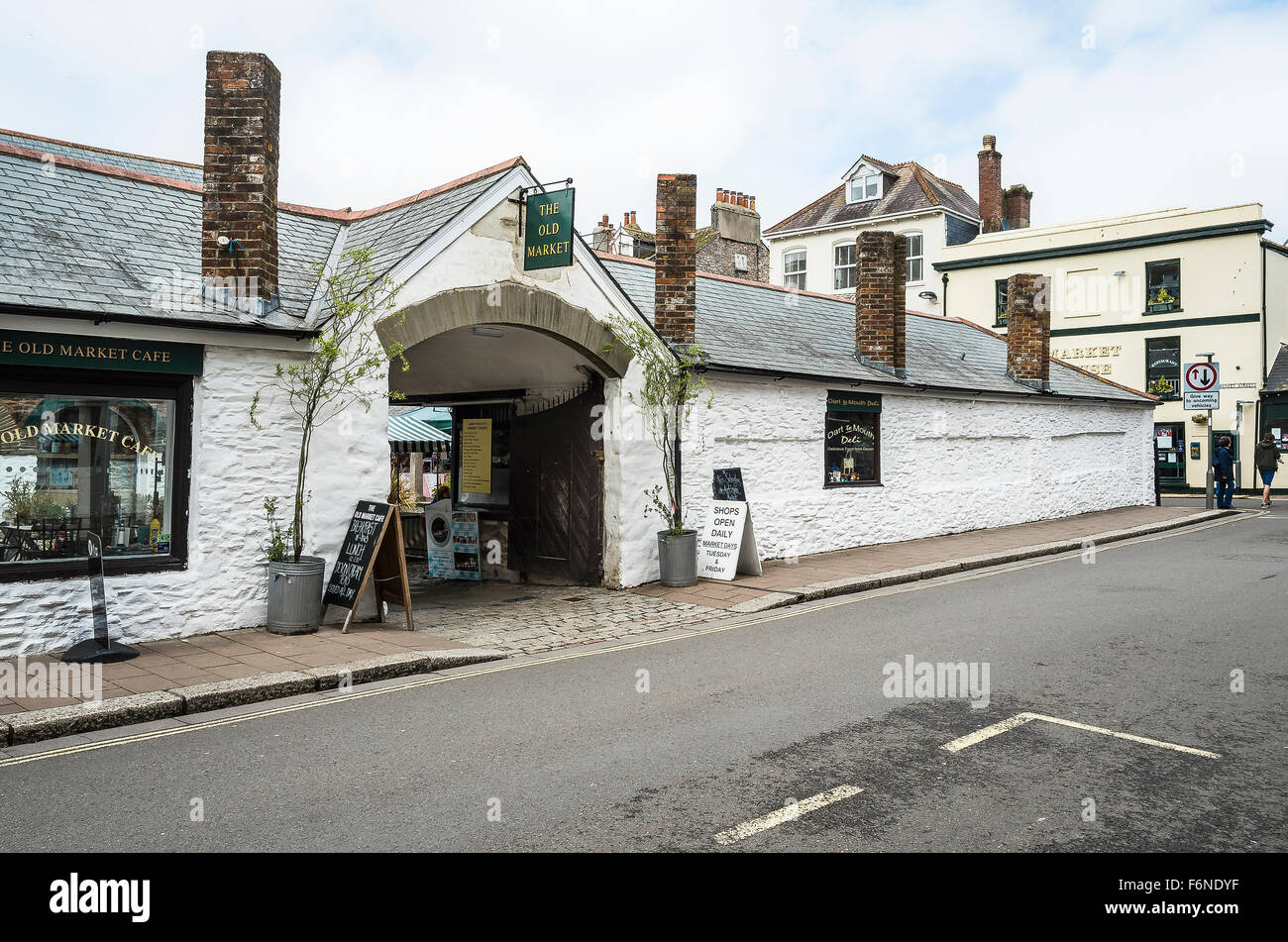 Outer walls of Old Market in Dartmouth Devon UK Stock Photo