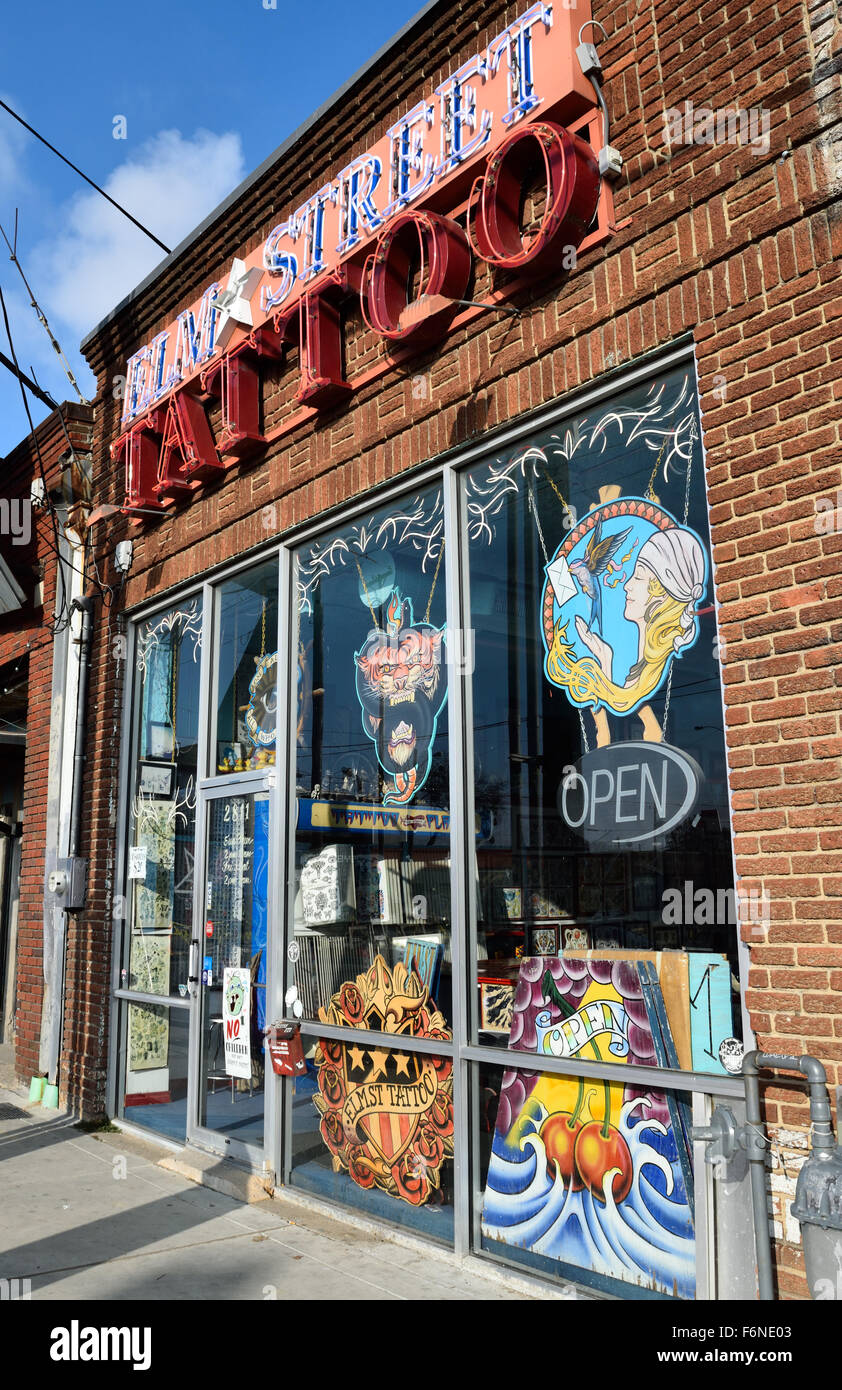 Tattoo parlor on Elm Street in the Deep Ellum neighborhood of Dallas, Texas  Stock Photo - Alamy