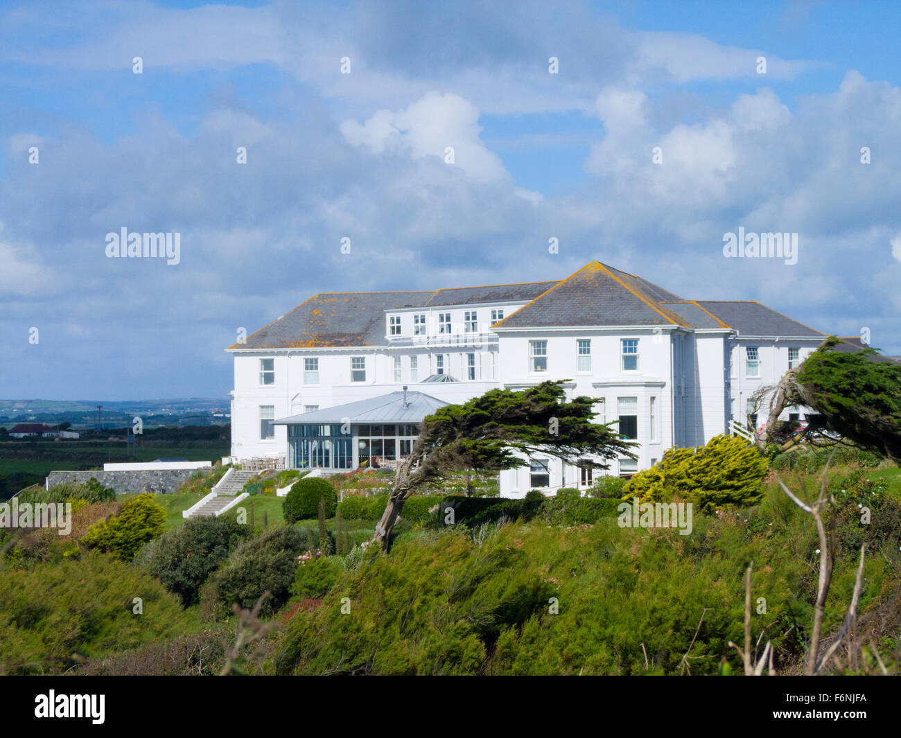Polurrian Bay Hotel, Mullion, Lizard Peninsula, Cornwall, England, UK Stock Photo
