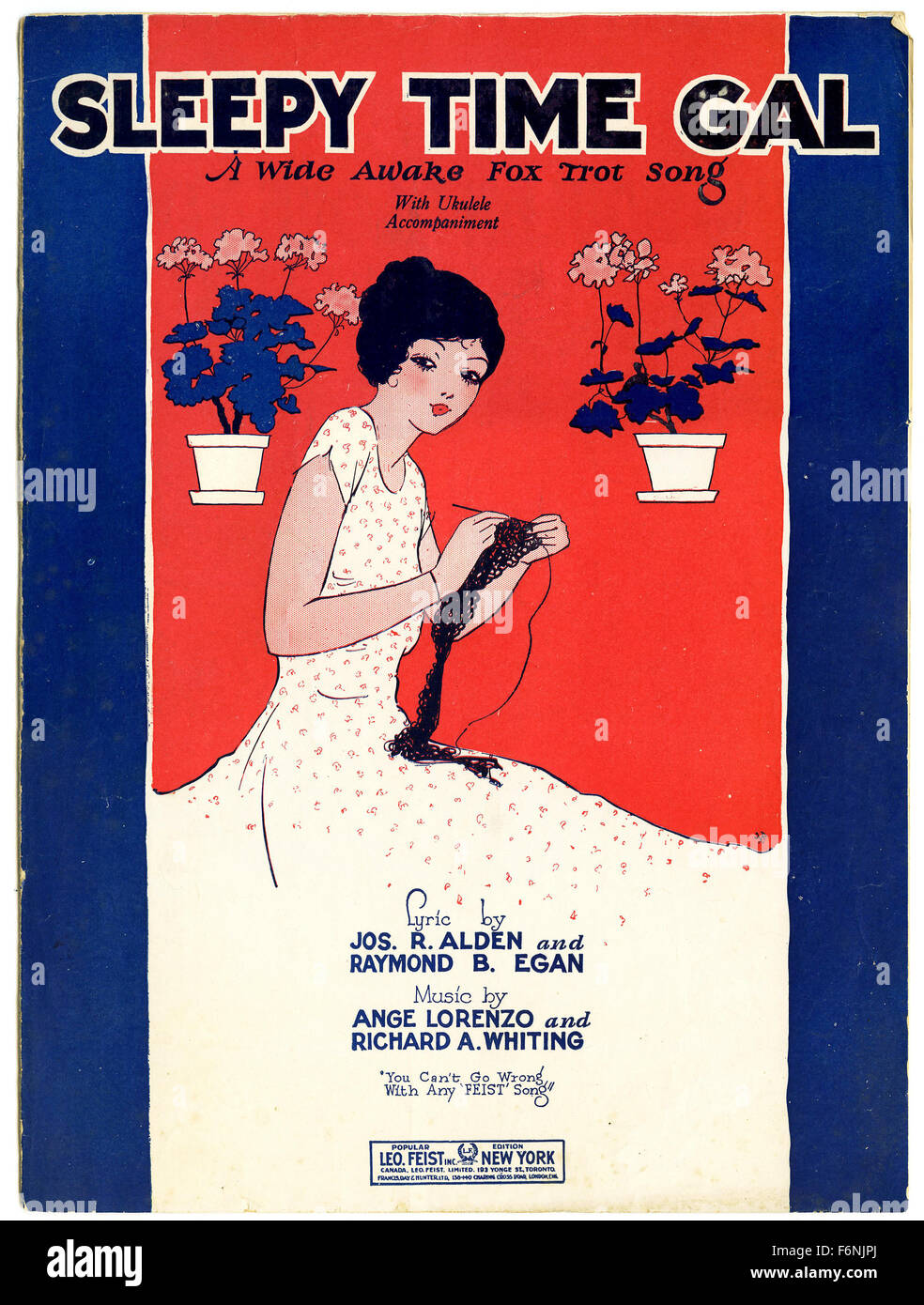 'Sleepy Time Gal' 1925 piano sheet music cover, lyrics by Joseph R Alden and Raymond B Egan, music by Ange Lorenzo and Richard A Stock Photo