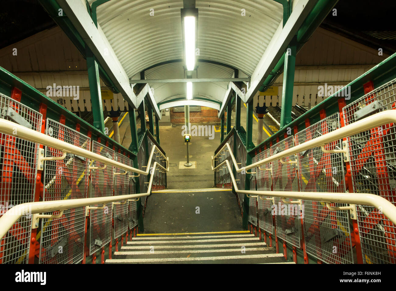 Stairs leading down to the platforms at St Denys railway station