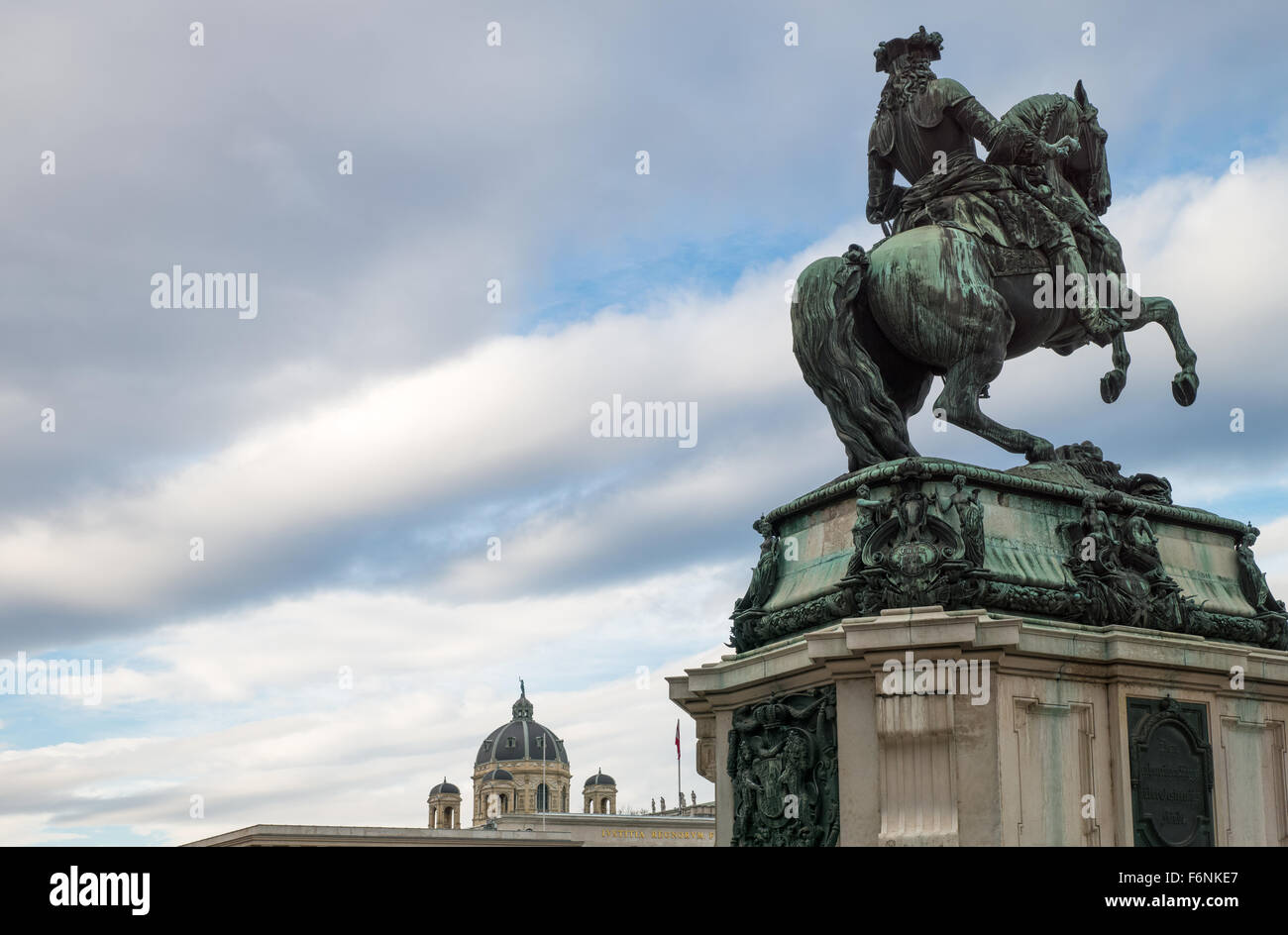 Austria, Vienna, Heldenplatz, the equestrian monument of the Prince Eugene Stock Photo