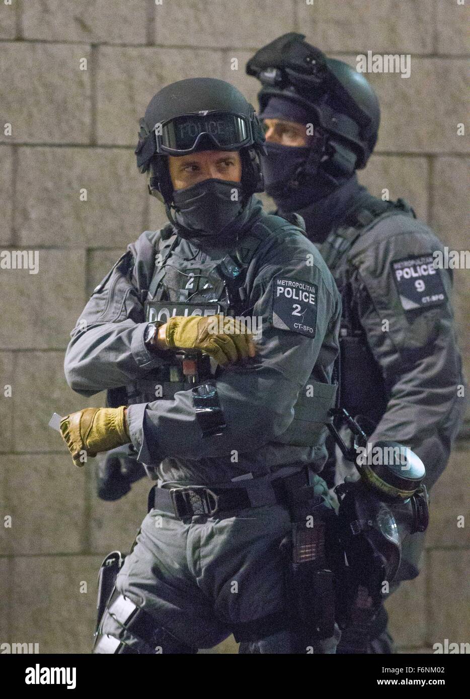 Armed metropolitan MET police outside Wembley Stadium, London, Britain. Stock Photo