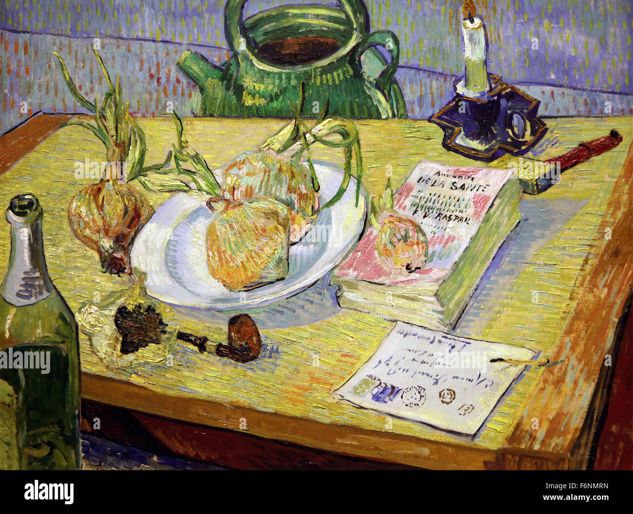 Still life with plate of onions 1889 by Vincent van Gogh Stock Photo