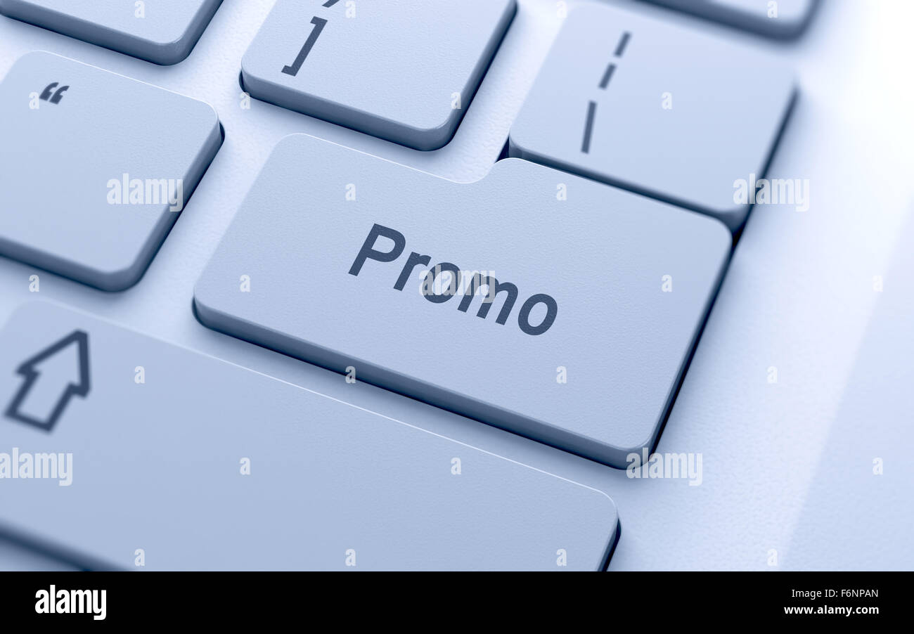 Promo word button on computer keyboard with soft focus Stock Photo - Alamy