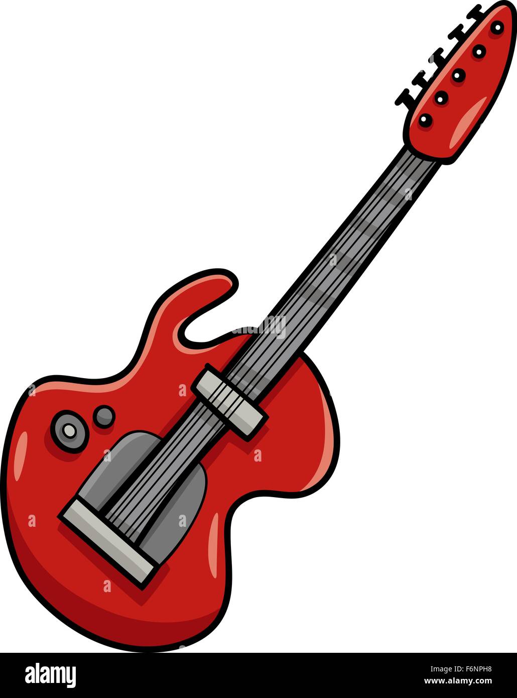Cartoon Illustration of Electric Guitar Musical Instrument Clip Art Stock Vector