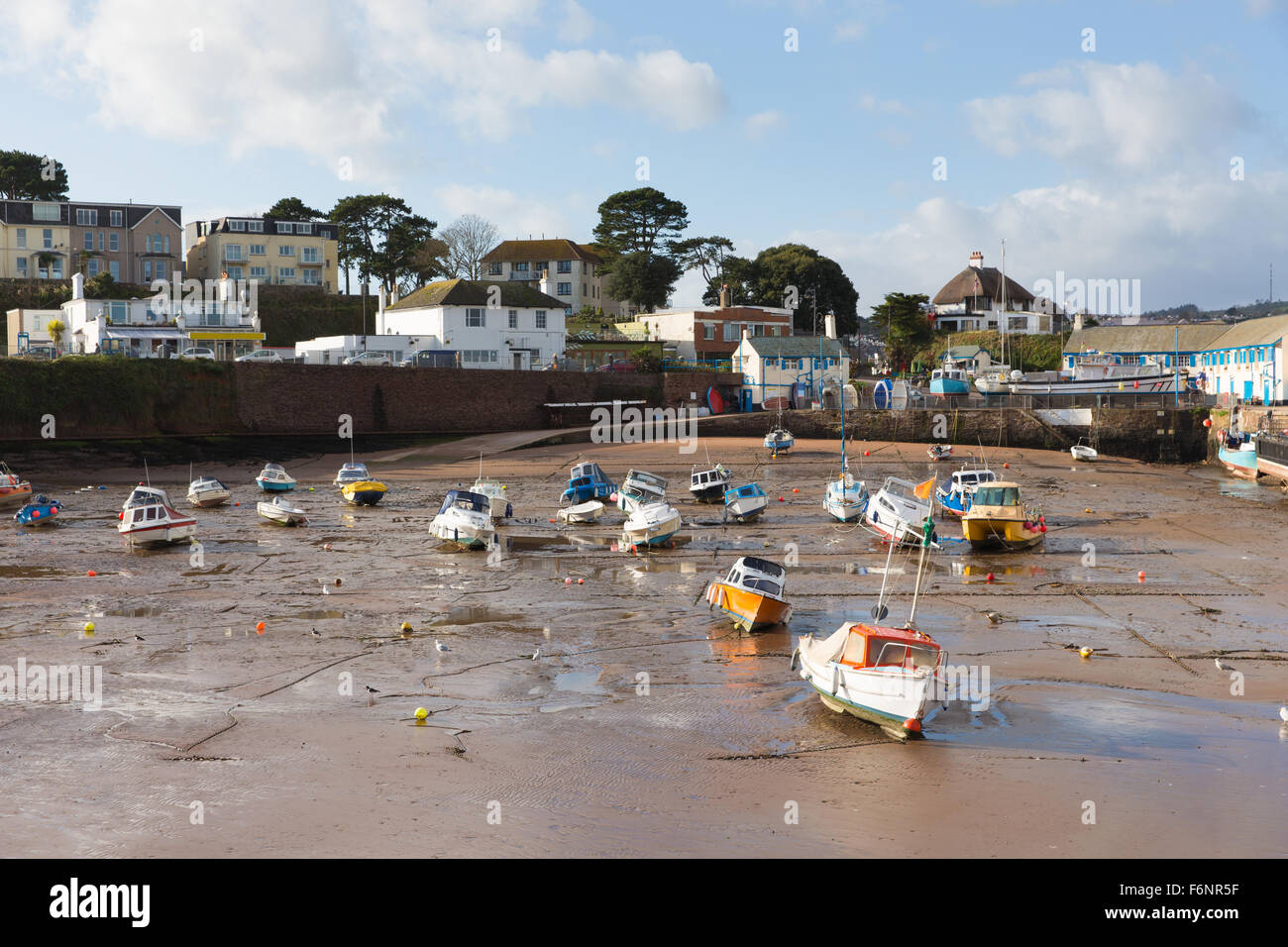 Paignton harbour Devon England uk at low tide near tourist destination