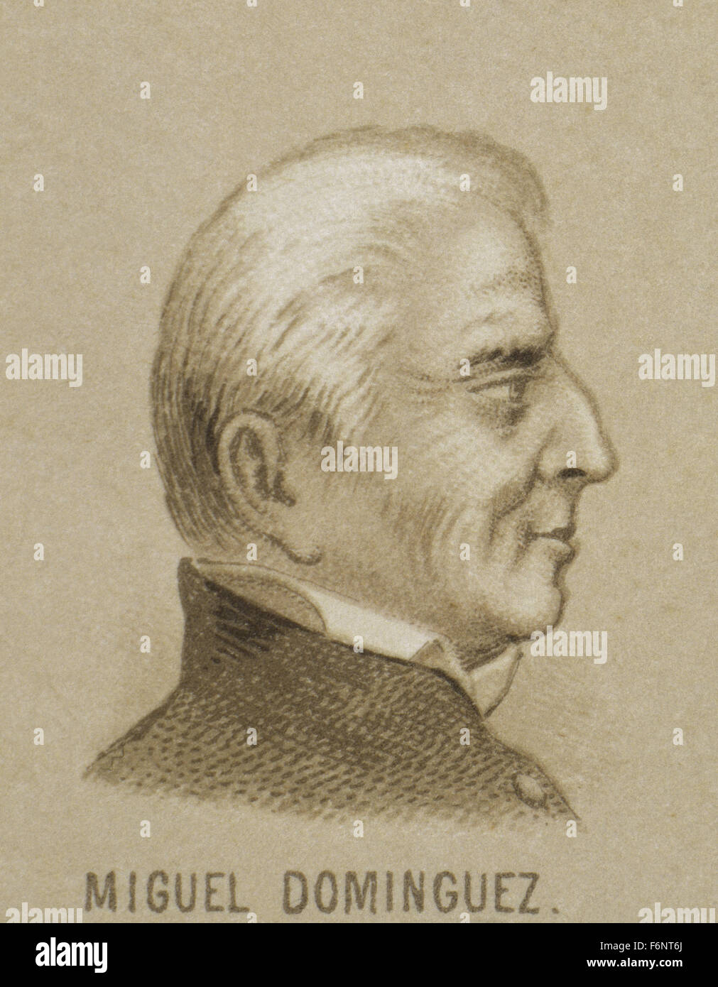 Miguel Dominguez (1756-1830). Mexican lawyer and politician. Portrait in the 'Atlas pintoresco e histórico de los Estados Unidos de Mexico' (1885). Engraving. Stock Photo