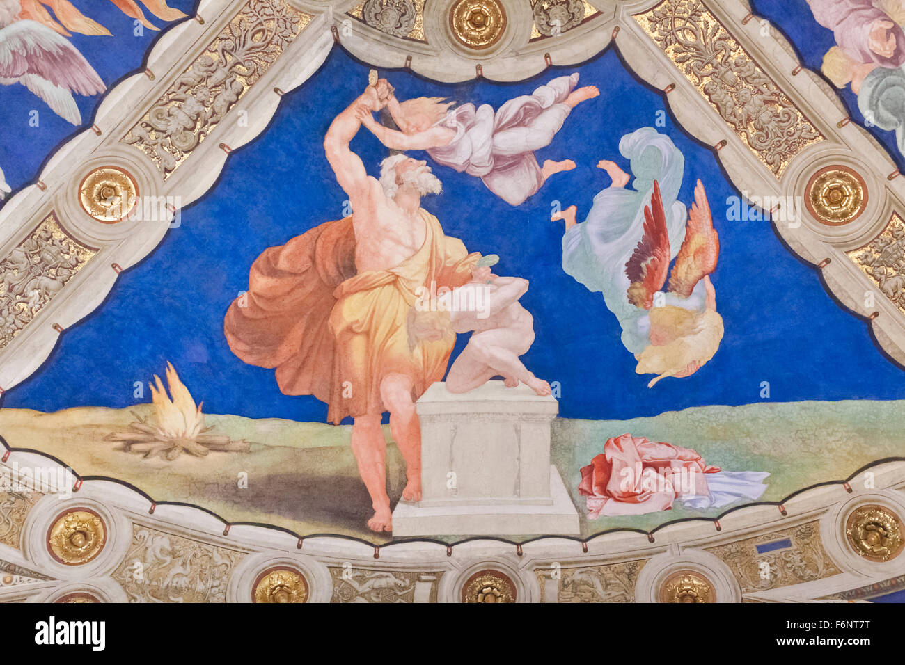 The sacrifice of Isaac, ceiling of the stanza di Eliodoro, room of Heliodorus, Raphael rooms, stanze di Raffaello Stock Photo