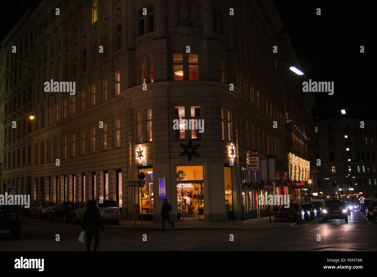 Vienna Street at night Stock Photo