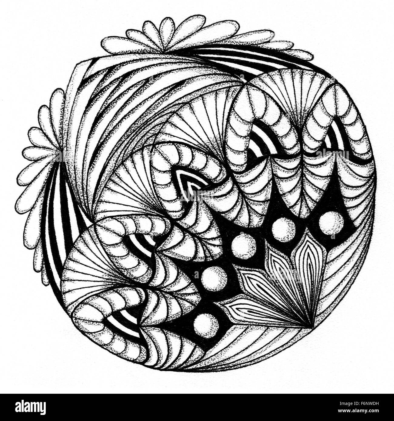 Zendala - mandala of zentangle Stock Photo - Alamy