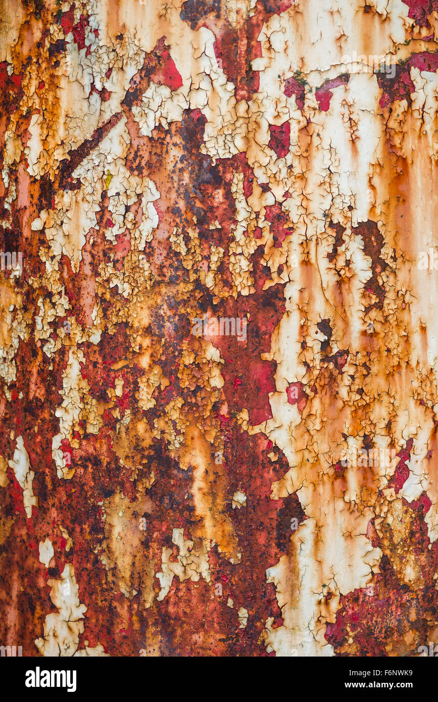 Closeup of rusty painted metal surface Stock Photo