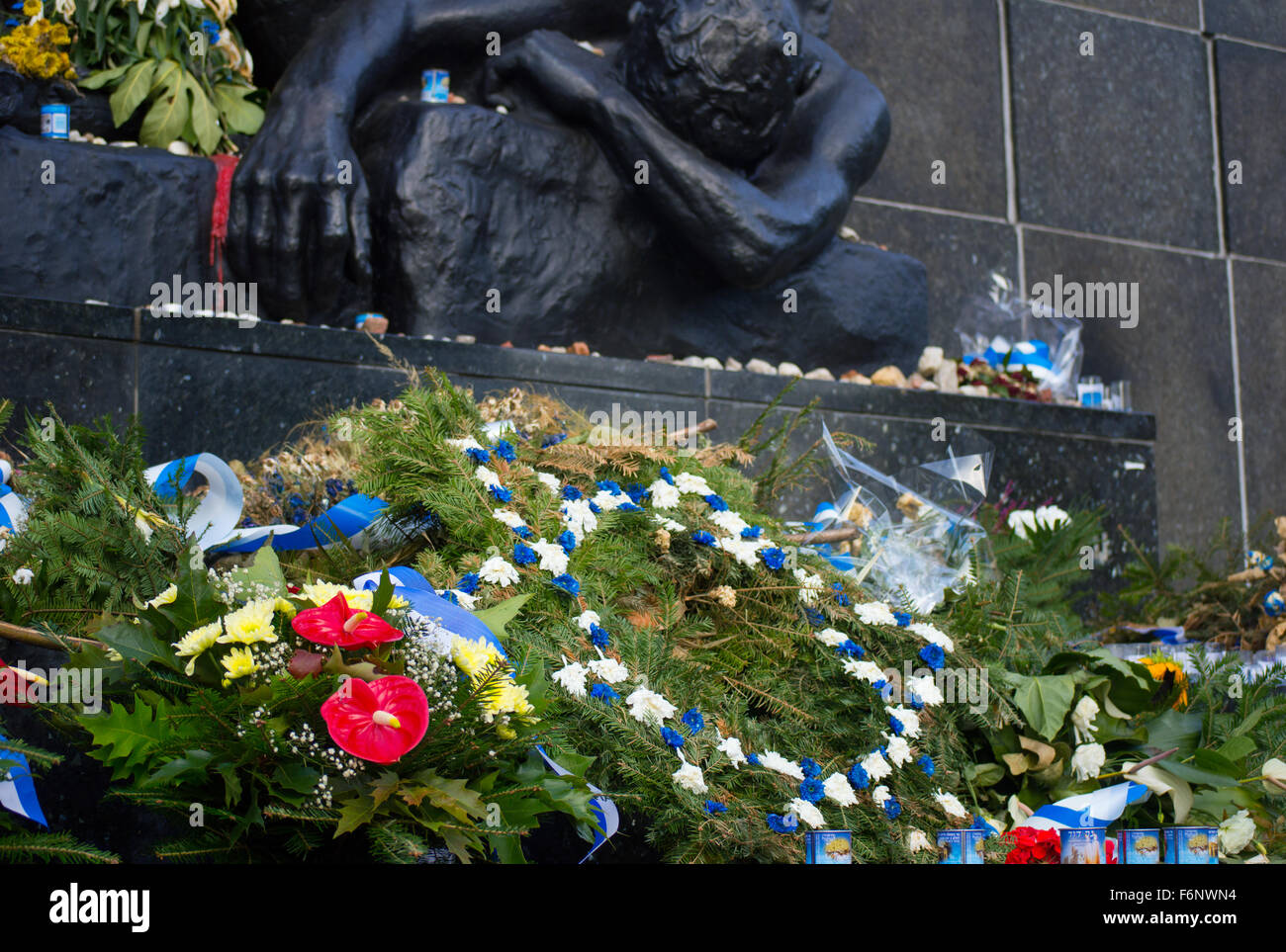 David's star wreath at Monument to the Ghetto Heroes, Warsaw Stock Photo