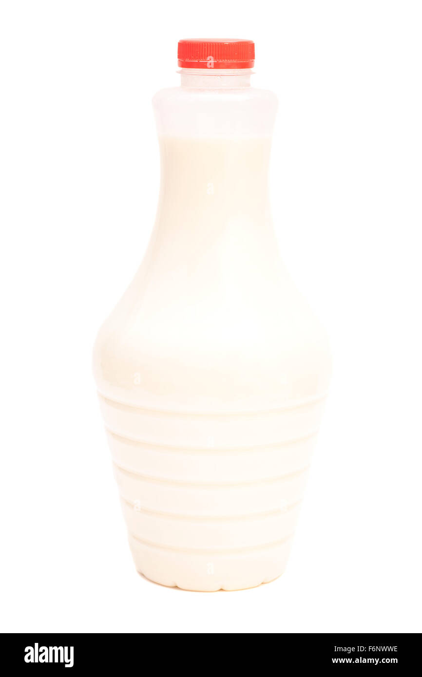 Plastic Bottle of milk isolated on white background Stock Photo - Alamy
