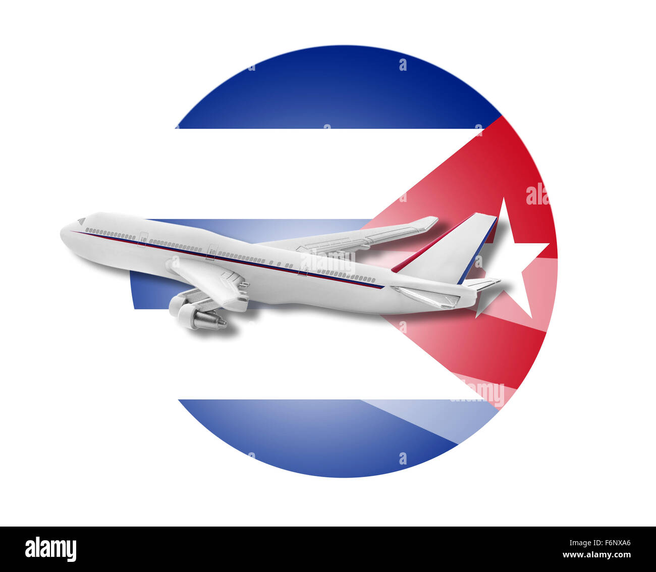 Plane and Cuba flag. Stock Photo