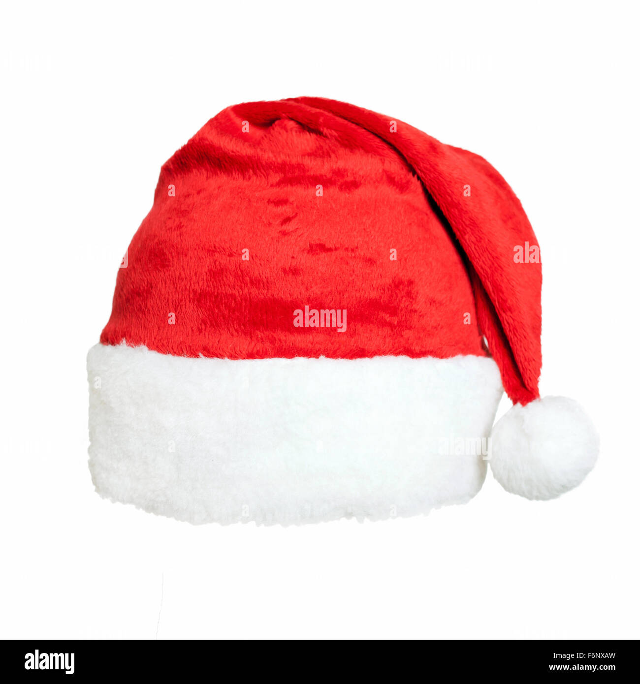 Santa Claus red hat close up isolated on white background. Stock Photo