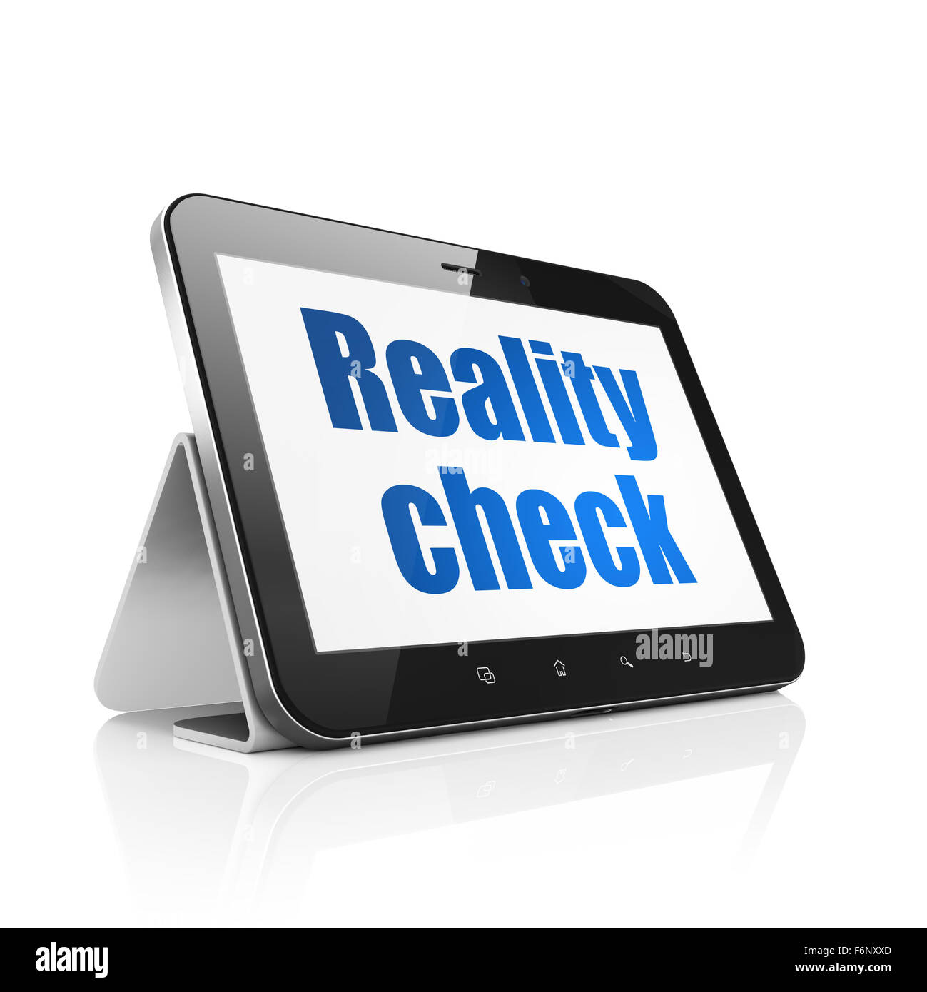 Checker Using Tablet Finance concept: Tablet Computer with Reality Check on display Stock ...
