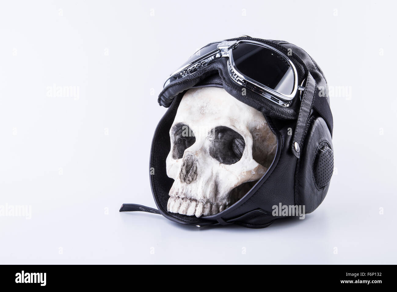 isolated skull and helmet Stock Photo