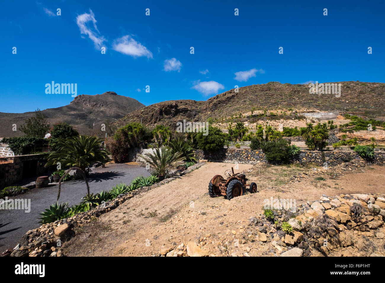 Old Vintage Rusting Tractor Abandoned In A Field At A Finca Near San Miguel Tenerife Canary Islands Spain Stock Photo Alamy