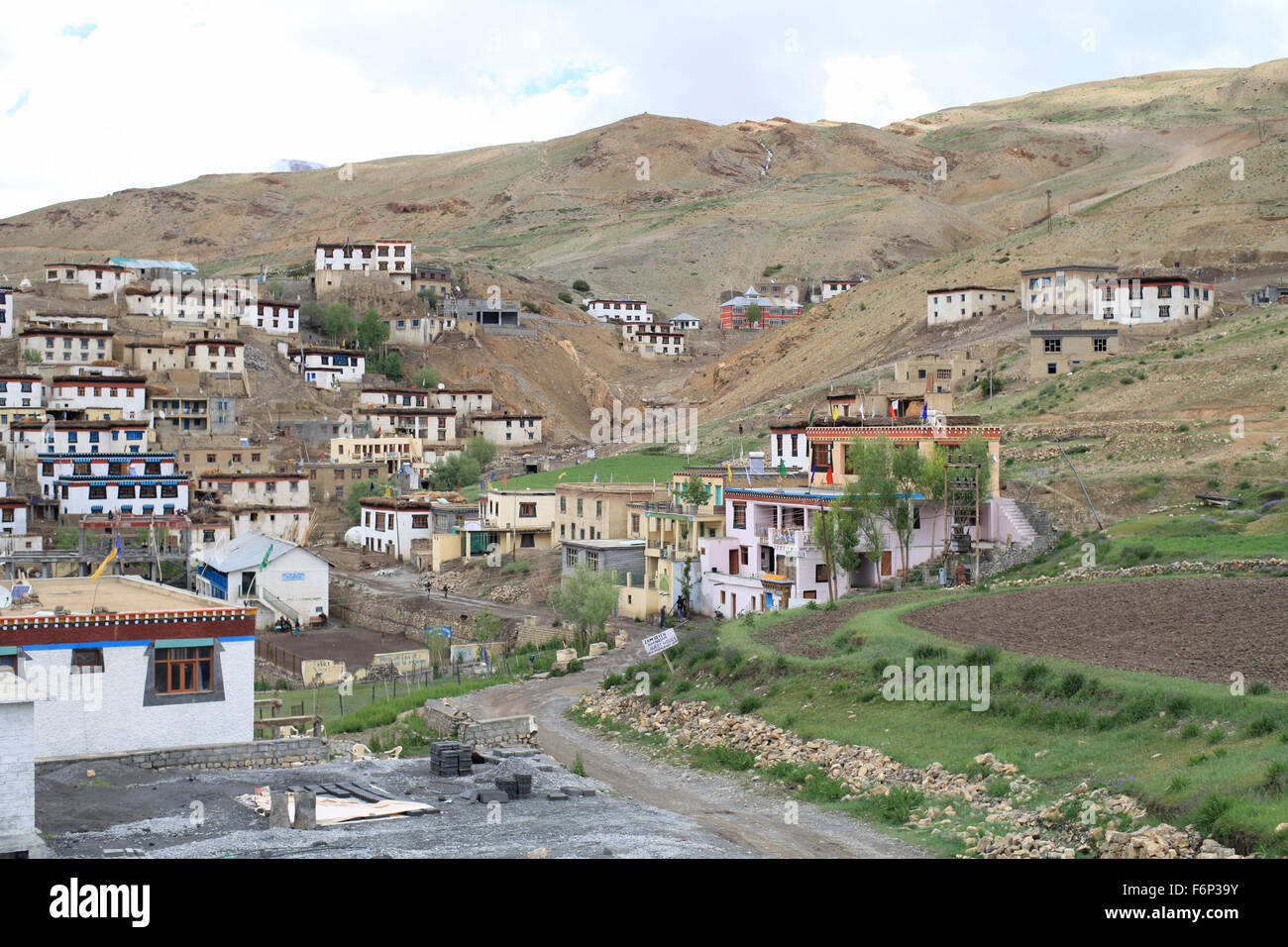 SPITI VALLEY - View of Kibber Village, the highest village of the world at a height of 4205 meters Himachal Pradesh, India Stock Photo