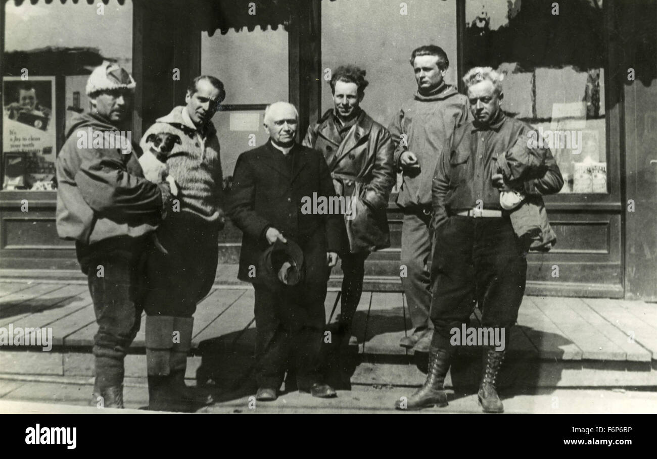 General Umberto Nobile expedition to the North Pole: The crew Alessandrini, Lord, Father Post, Knoblock, Arduino, Cecioni Stock Photo
