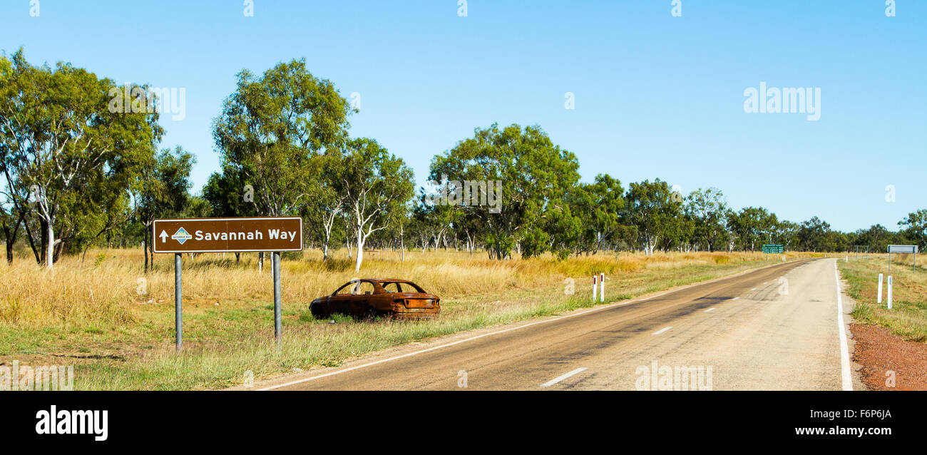 Following the Savannah Way, amazing road crossing North Australia from Cairns in the East to Broome in the West. - Stock Image