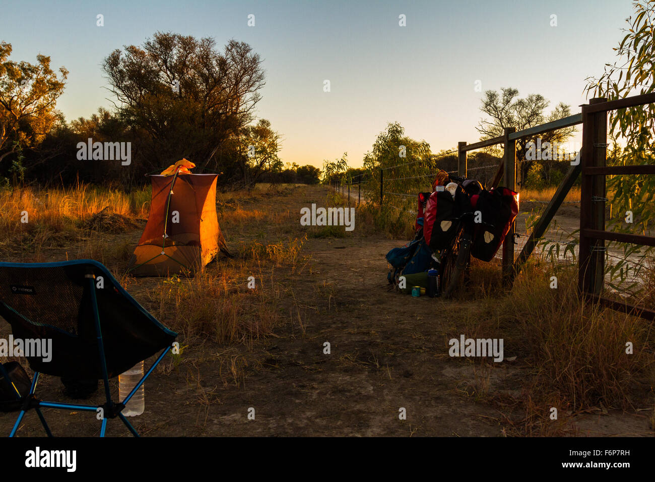 Outback Australian sunsets are spectacular. The colors in the sky can be mind-blowing. Stock Photo