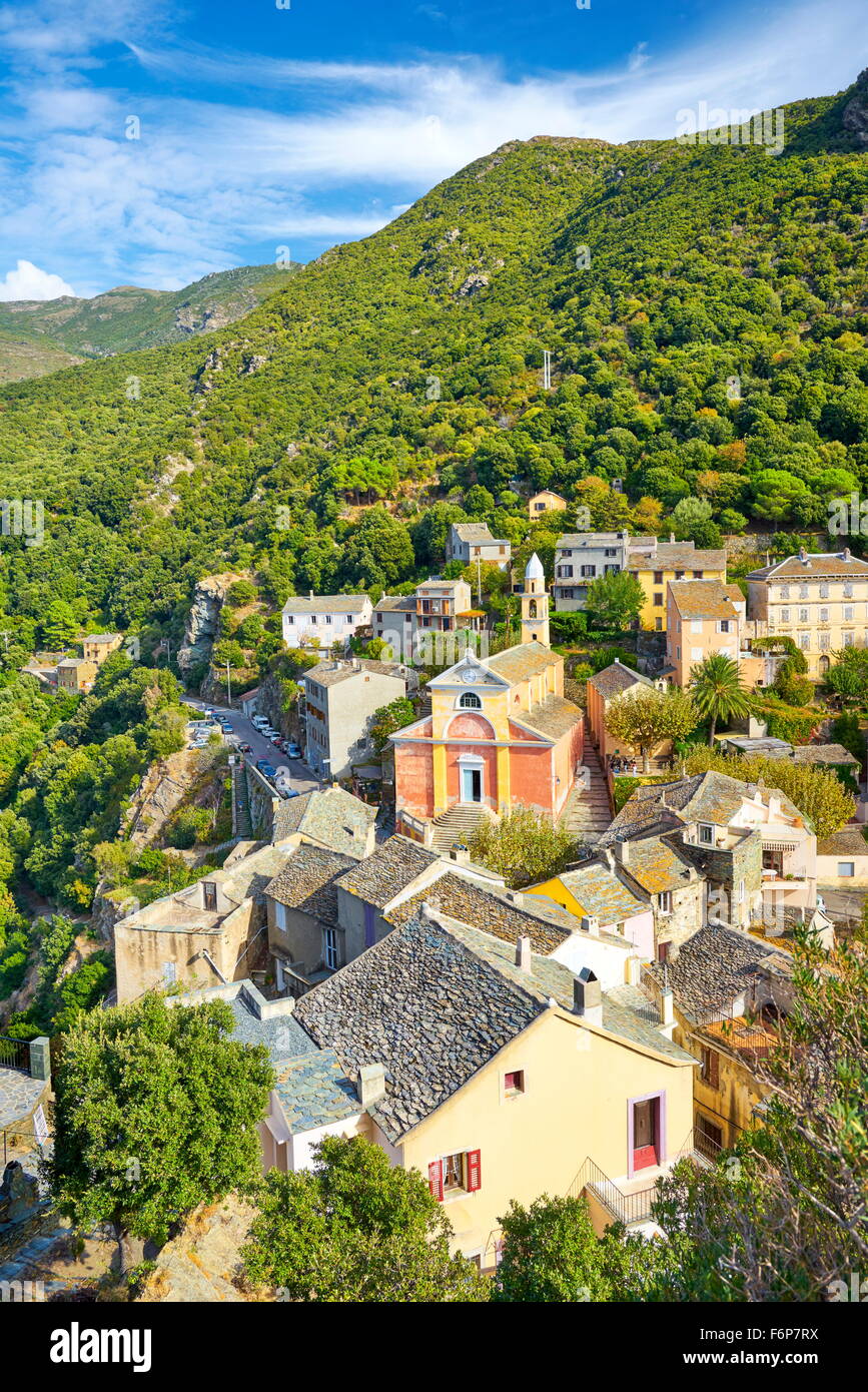 Nonza, small mountain village, Cap Corse, Corsica Island, France Stock Photo