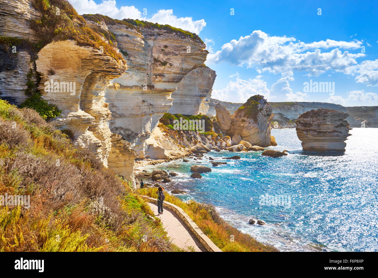 Bonifacio, limestone cliff, Corsica Island, France Stock Photo