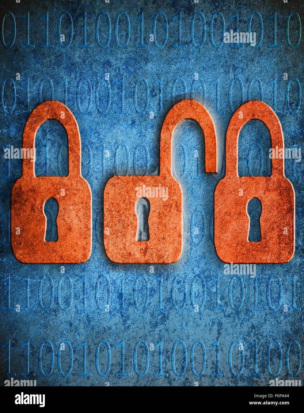 digital security digital illustration concept with padlocks and copy space Stock Photo