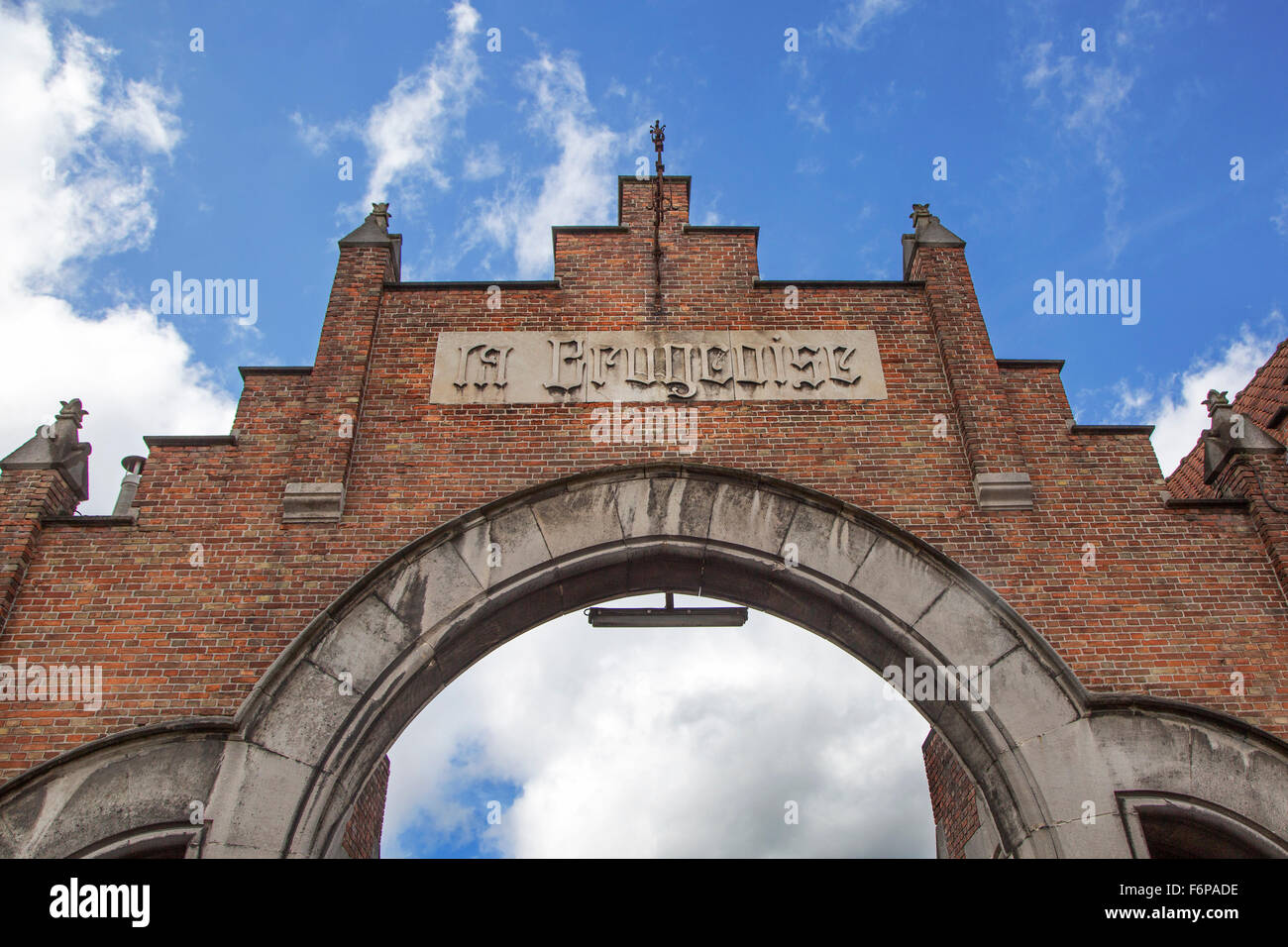 Entrance gate of La Brugeoise, Belgian manufacturer of railway locomotives at Bruges, West Flanders, Belgium Stock Photo