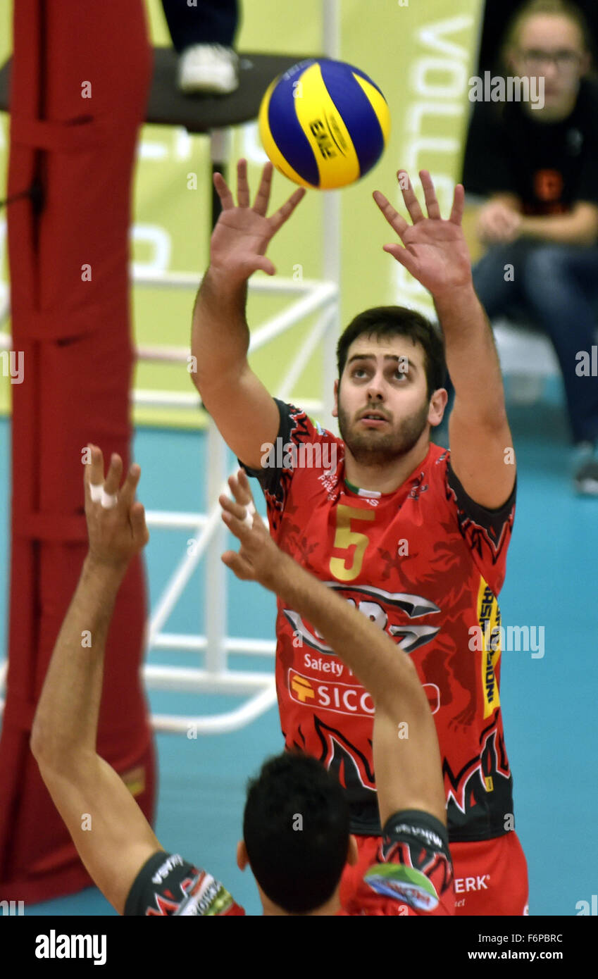 Luciano De Cecco of Sir Safety Perugia in action during the 1st round match  of the CEV Volleyball Cup match, VK CEZ Karlovarsko vs Perugia, in Karlovy  Vary, Czech Republic, November 18,