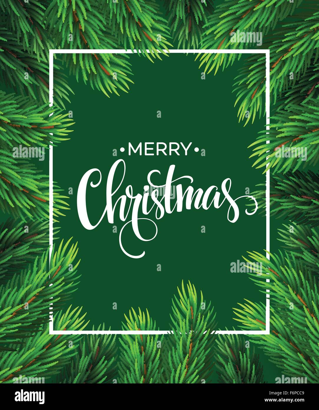Christmas Tree Branches Border. Vector Illustration Stock Vector Image ...