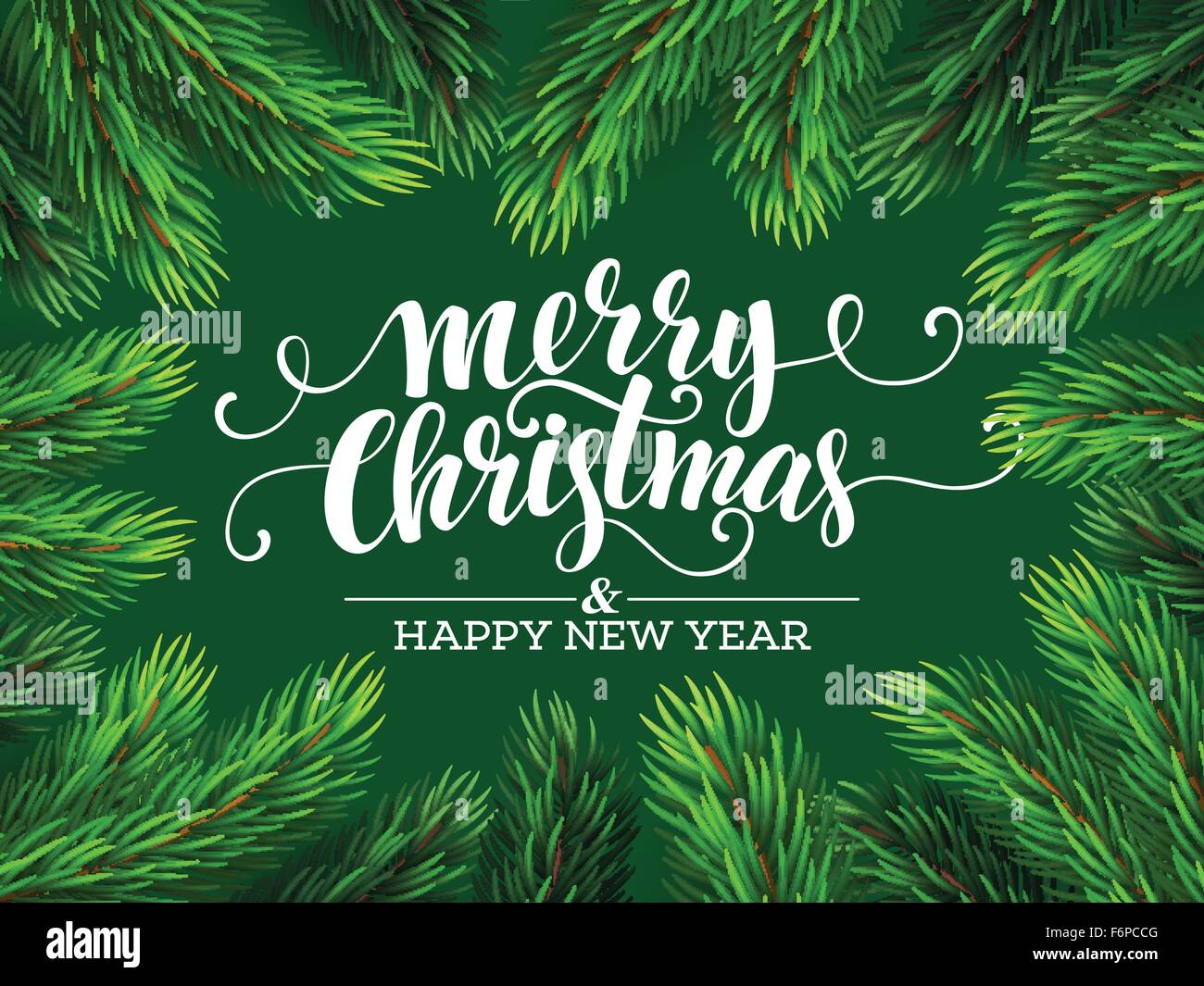 Christmas Tree Branches Border. Vector Illustration Stock Vector Image ...