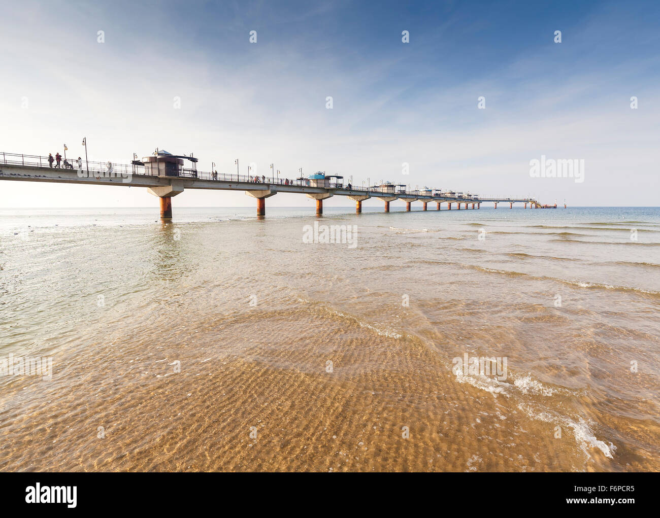 Long pier at the Baltic Sea. Stock Photo